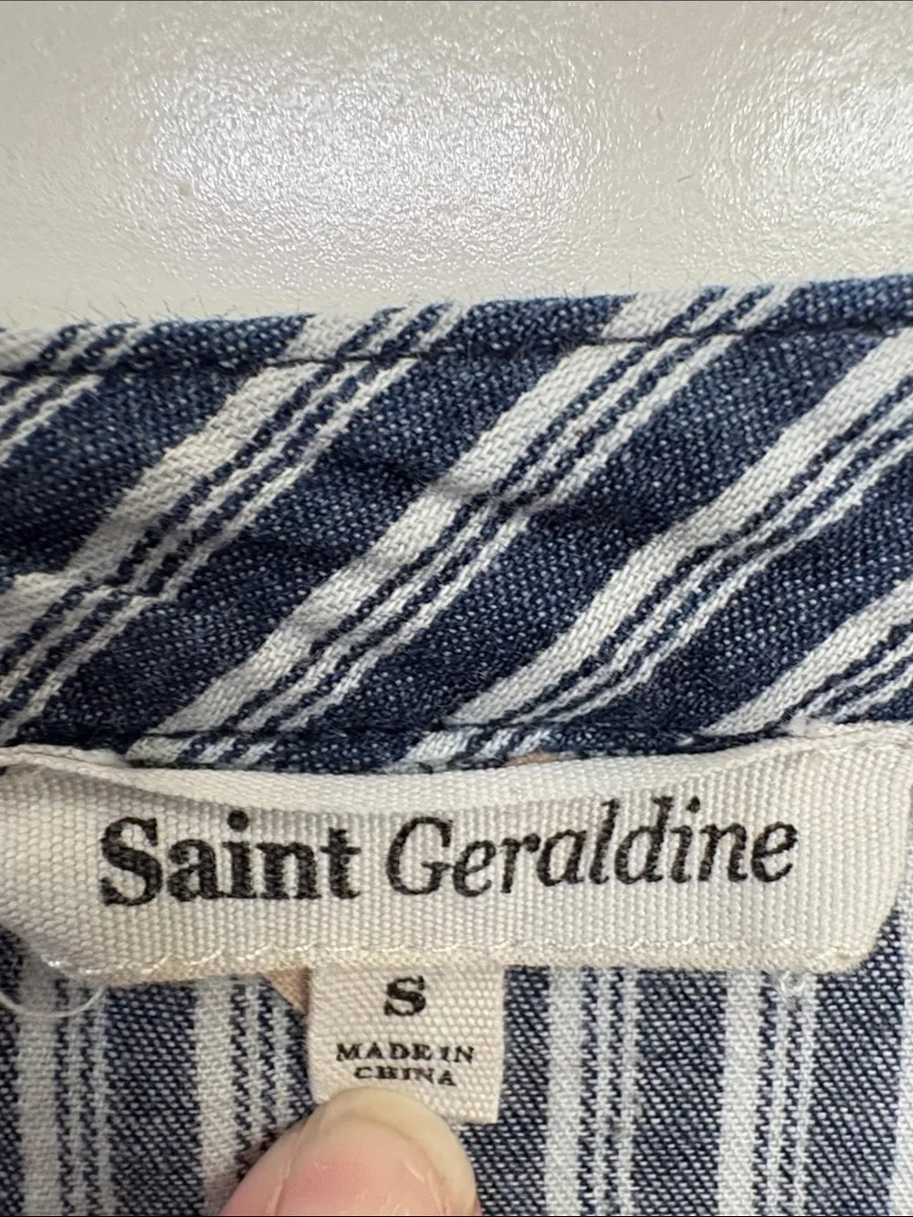 Saint‎ Geraldine Women's Navy and White Striped Button-Down Tunic Shirt Dress
